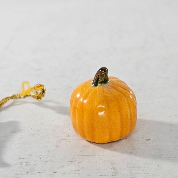 Black Cat Miniature Ornament Orange Pumpkin Bone China Figurines Set Halloween - Picture 6 of 8